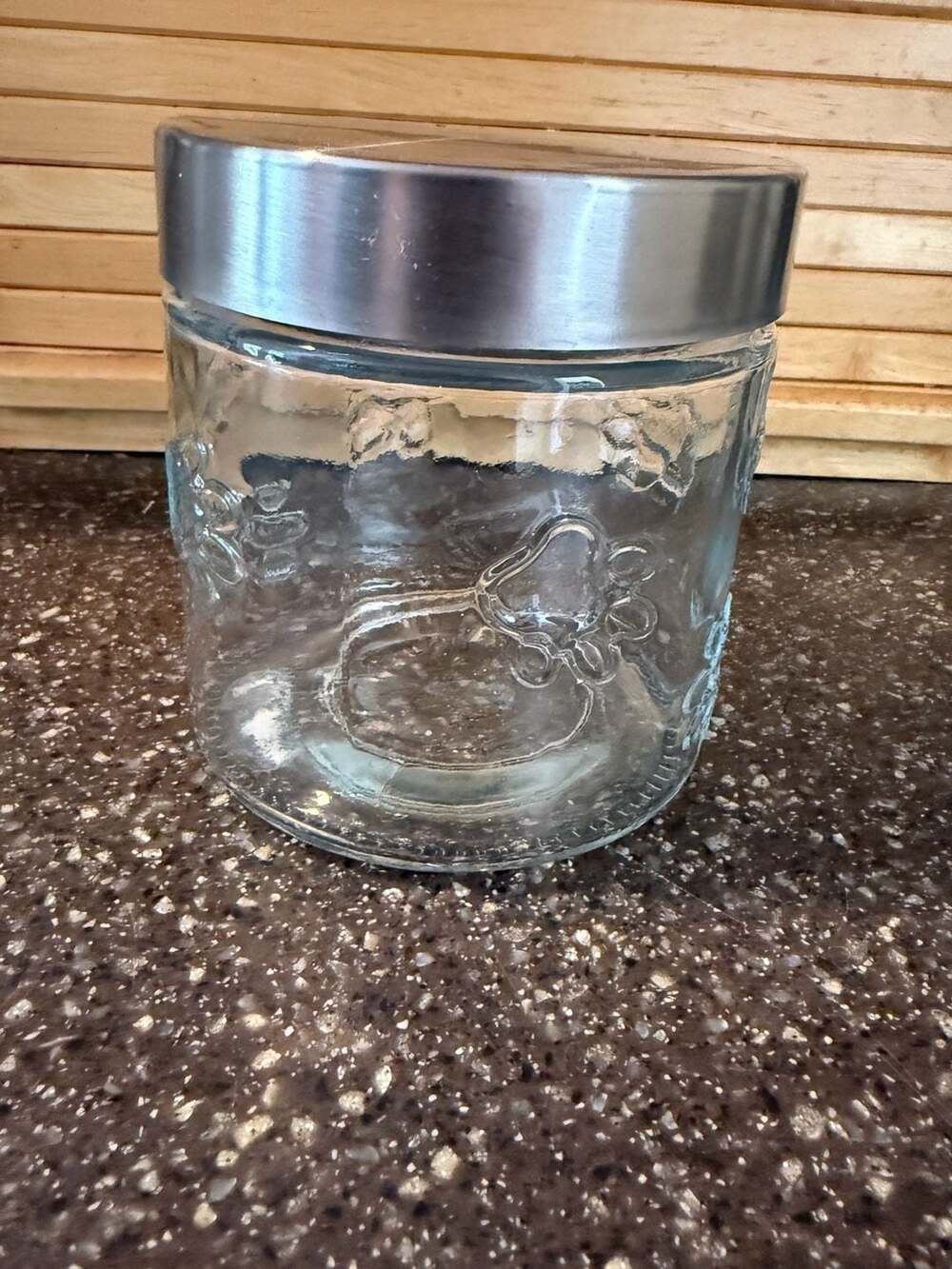 Ten Strawberry Street Maxwell Dog Treat Canister Large Clear Glass with